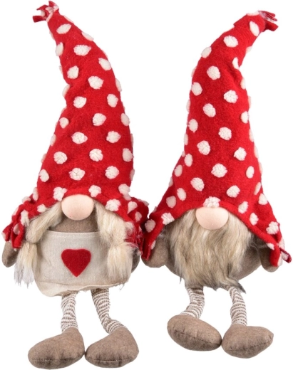 Zittende pluche kabouter met LED-verlichting rood