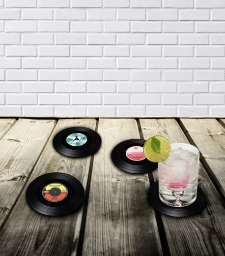 Coasters in the Shape of Vinyl Records (4 pieces)