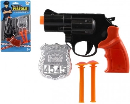 Police play pistol with badge and suction darts, 15 cm