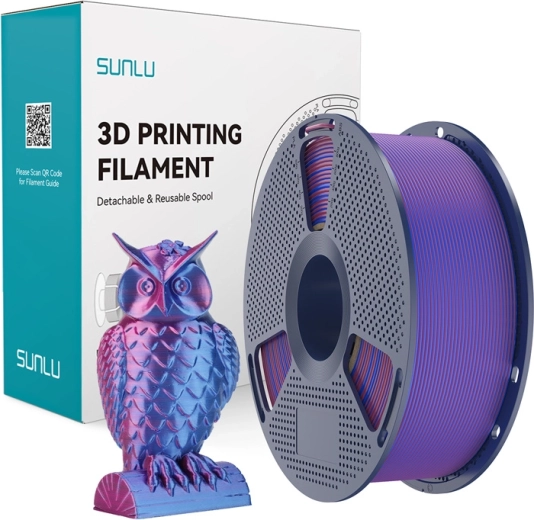 Sunlu PLA+ Silk filamento bicolore rosso-blu
