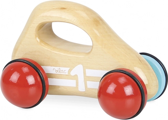 Macchinina da corsa in legno con manico – naturale