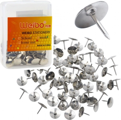 Office round metal pins silver 40 pcs