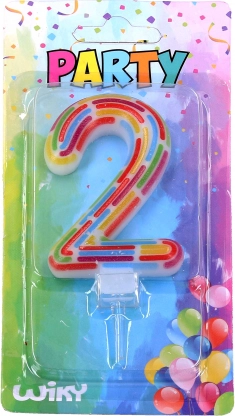 Party Candle Number 2 with Stripes