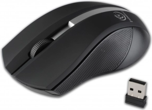 Mouse ottico wireless REBELTEC Galaxy, nero‑argento, superficie gommata