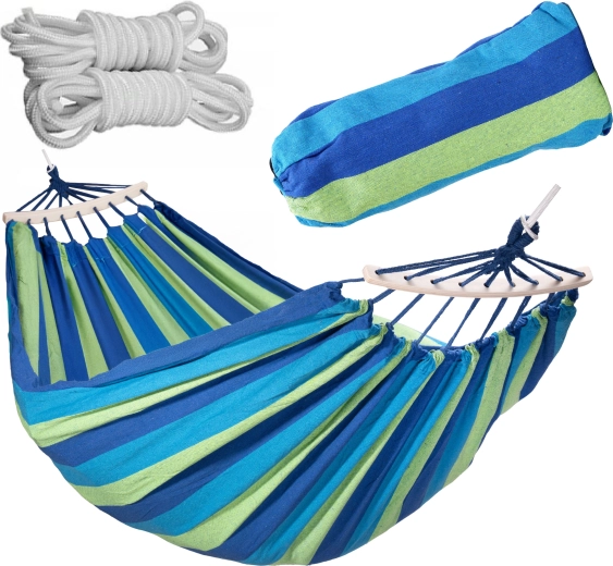 Hamac de jardin double XXL 250 × 150 cm avec barres d’écartement et sac de transport