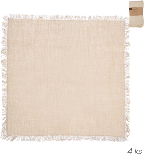Serviettes en coton beige 45 × 45 cm, lot de 4