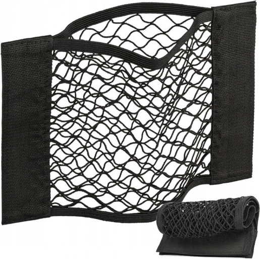 Car trunk net with hook and loop fastening