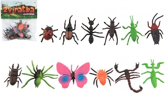 Mini plastic animals and insects 12 pcs
