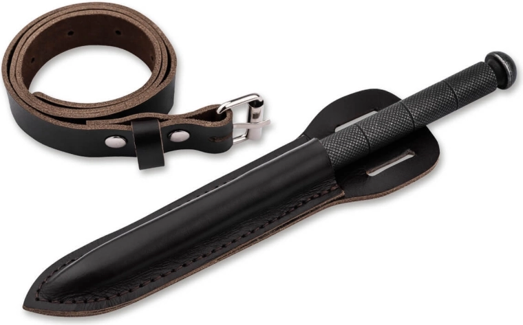 Leather sheath with strap and buckle
