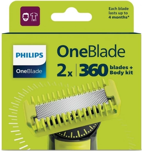 Philips OneBlade 360 Set di Lame di Ricambio con Pettine per il Corpo