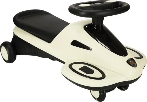 Gravitatie-loopauto met lichtgevende LED-wielen en muziek, lengte 74 cm, draagvermogen 100 kg – Beige‑zwart