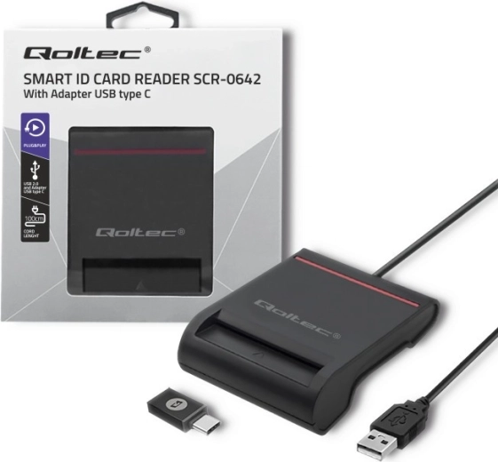 Lettore di carte ID a chip Qoltec