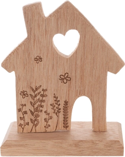 Holz-Dekohaus mit Blumenmotiv, braun
