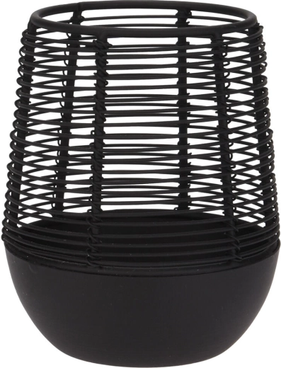 Metal wire candle holder for one candle, black, 10 × 12 cm