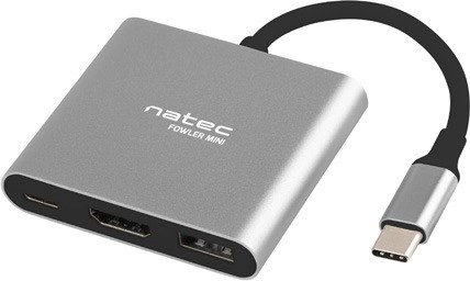 NATEC Fowler Mini – Adattatore multiporta USB‑C con HDMI 4K, USB 3.0 e PD 60 W