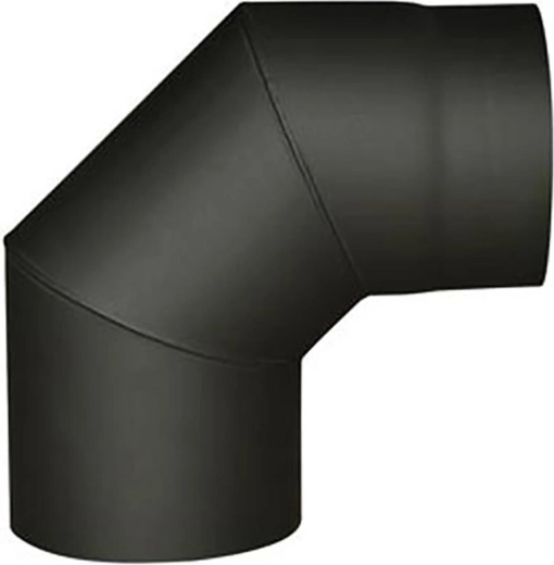 Røgrørsknæ 145 mm 90° sort stål 1,5 mm