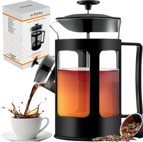 Skleněný french press RUHHY 1 l pro kávu a čaj