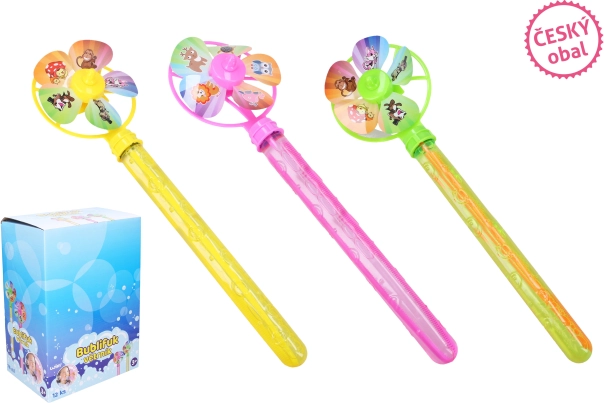 Bâton à bulles avec moulin à vent 76 ml, 34 cm – emballage tchèque