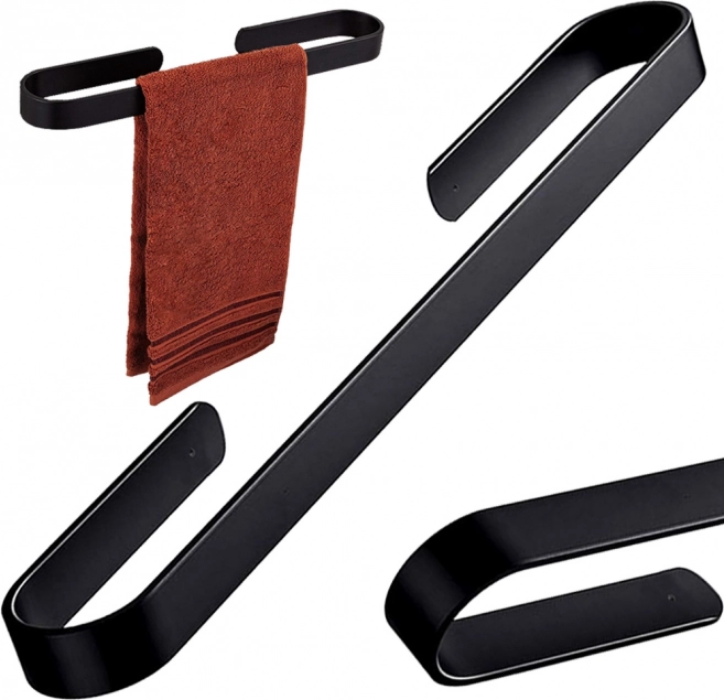 Ścienny aluminiowy wieszak na ręczniki – czarny, 30 cm