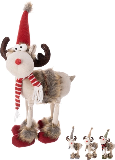 Kerstdecoratie rendier van polyester en metaal 37 cm (4 varianten)