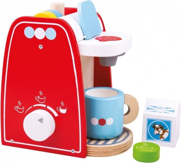 Macchina da caffè in legno BIGJIGS TOYS – rossa