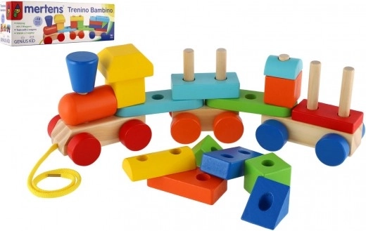 Colorful Wooden Train with Wagons by Mertens