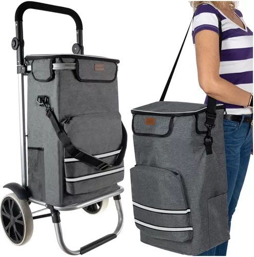 Folding shopping trolley with thermal bag 40 L MALATEC