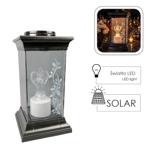 Solární lampion s LED andělem 28 cm