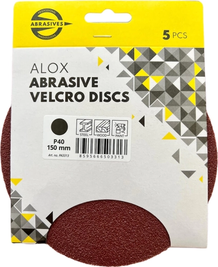 Disques abrasifs 150 mm, grain 60, fixation velcro (5 pcs)