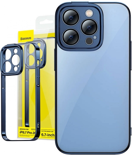 Case and Tempered Glass Baseus Glitter for iPhone 14 Pro Max Blue