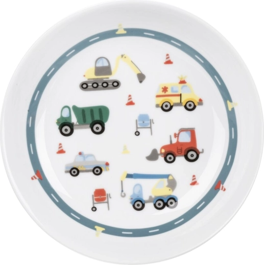 Piatto fondo porzionato per bambini con auto 19 cm
