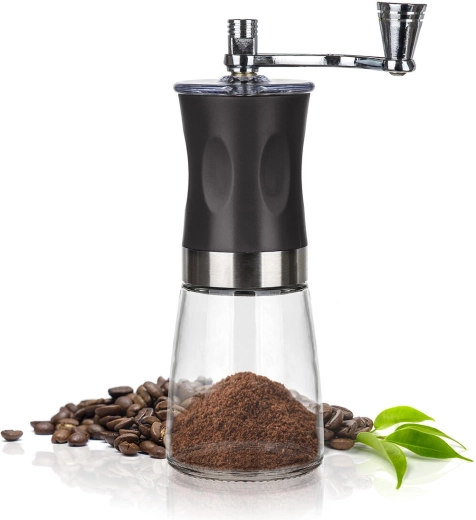 Glass container and ergonomic handle