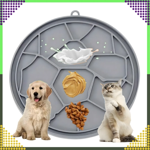 Tappetino da leccare in silicone per cani e gatti grigio