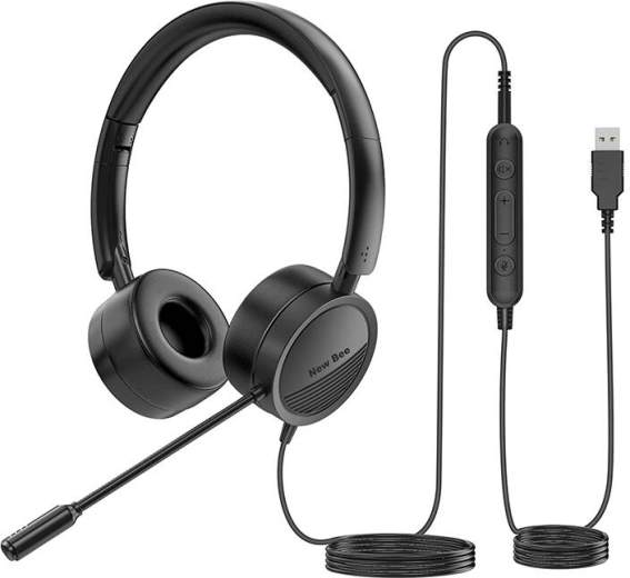 Cuffie cablate con microfono NEW BEE, nere