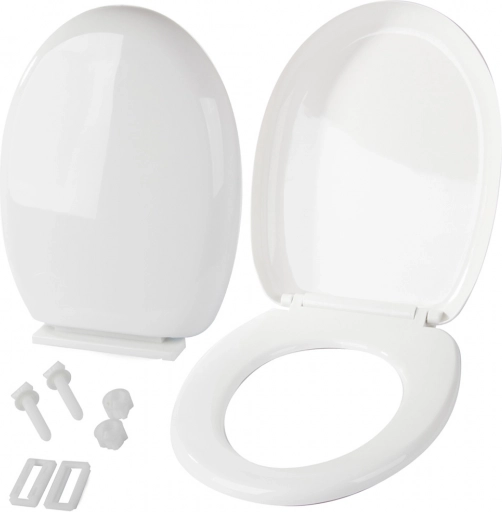 Universal toilet seat with soft-close, white