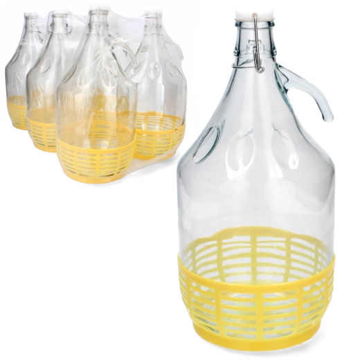 5 L Glass Demijohn with Handle and Mechanical Closure