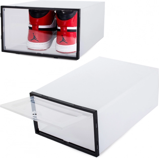 Organizer per scarpe con sportello a ribalta, box modulare trasparente
