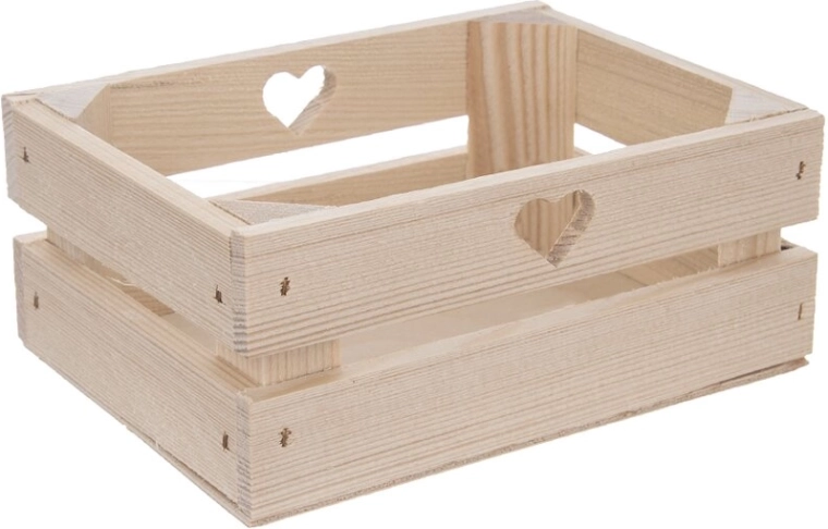 Cassetta in legno in stile industriale con cuore 20 × 14,5 × 8 cm