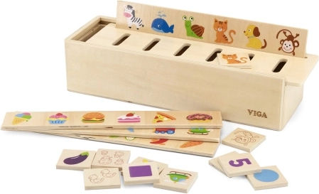 Wooden Educational Sorter VIGA – animals, fruit, vegetables and shapes Montessori