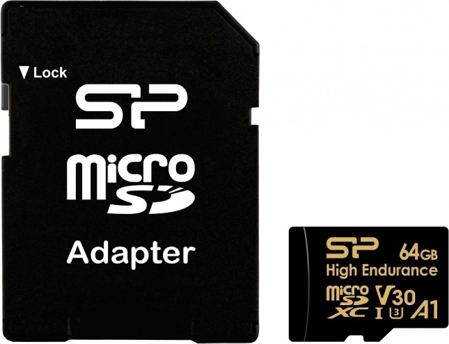 Scheda di memoria microSDXC High Endurance 64 GB V30 UHS‑I U3 A1 + adattatore microSD–SD
