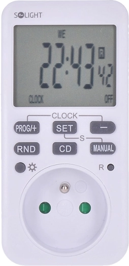 Solight digitális heti időkapcsoló háttérvilágított, nagy LCD-vel