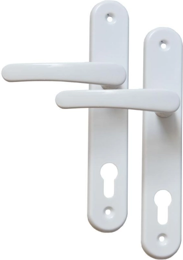 Ferrure de porte MICHAELA béquille avec clé, blanc, entraxe 90 mm