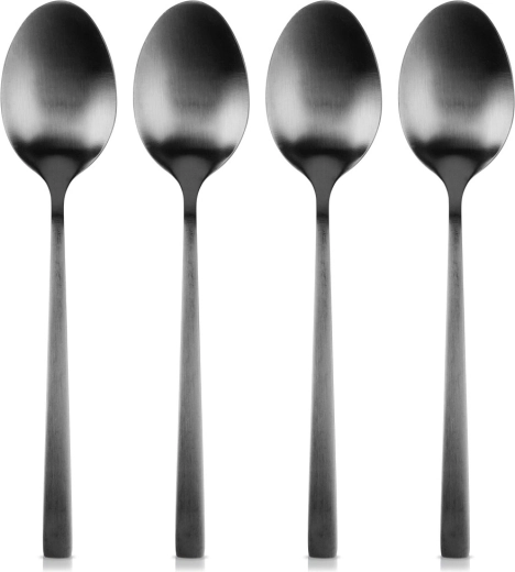 Cucchiaini da tè in acciaio inox nero, 4 pz