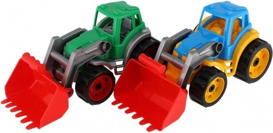 Trattore colorato con pala in plastica per bambini