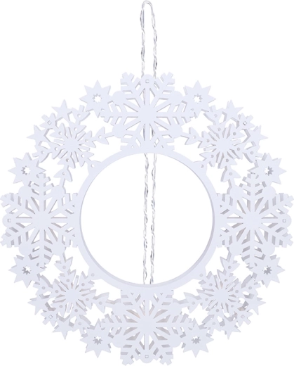 Solight LED-Holz-Weihnachtskranz mit Timer 30 cm weiß – 1 Stück