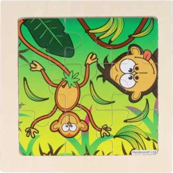Holzpuzzle Dschungel mit Äffchen, 9 Teile