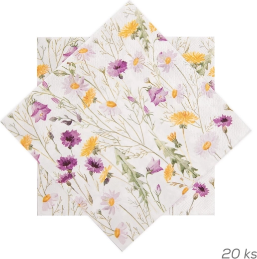 Papirservietter med motiv af forårsblomster 33 × 33 cm 20 stk. lilla