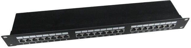 Patch Panel 24 Ports 1U 19" Cat.5e with Cable Management, Black