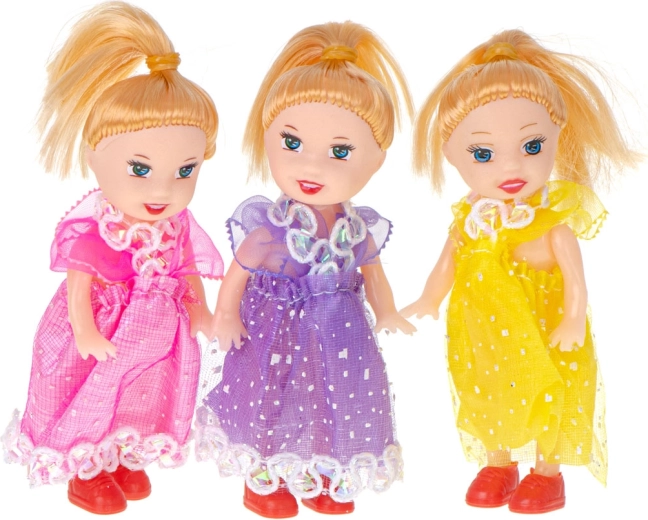 Set di 3 bambole piccole per casa delle bambole, 10 cm