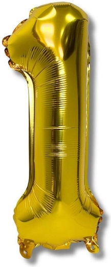 Folieballon cijfer 1, goud 40 cm